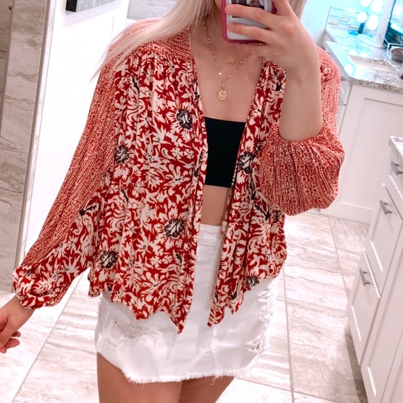 Free People Tops - free people balloon sleeve open front blouse